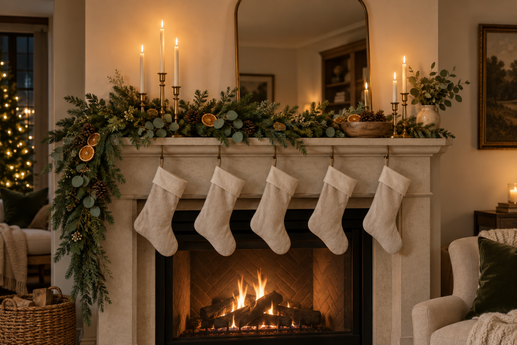christmas-mantel-garland-decorating-ideas