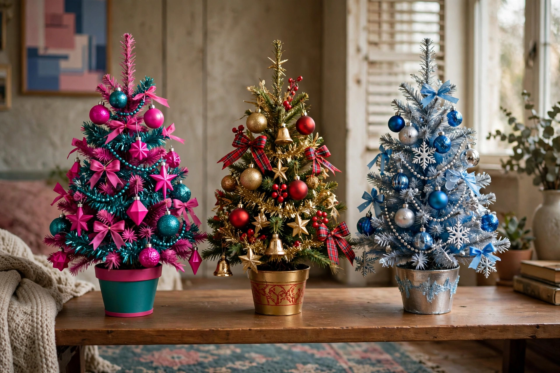 Three 90s Christmas color palettes compared side by side