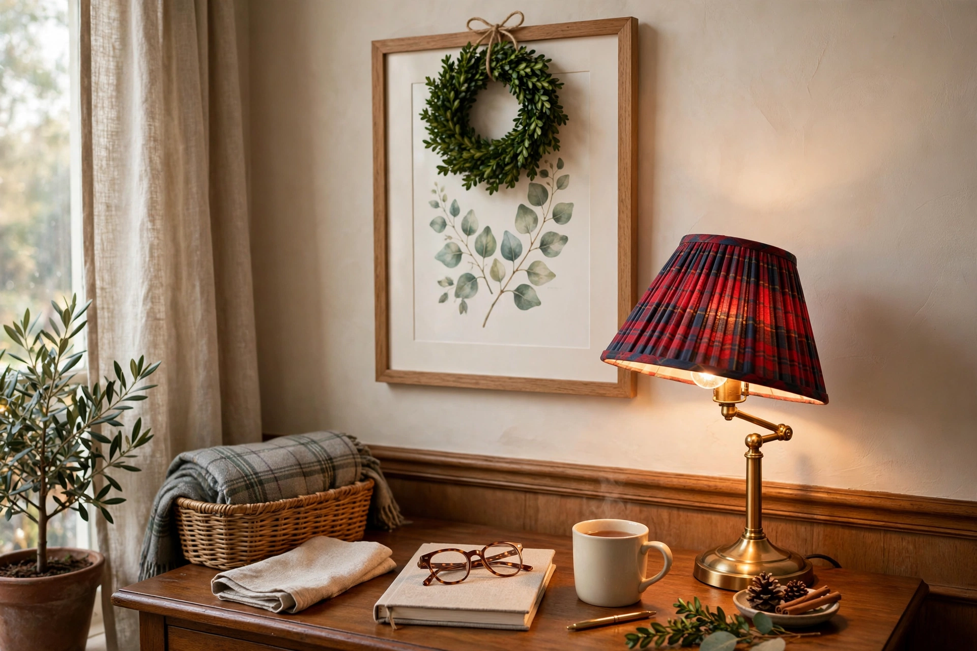 Home office with subtle classic Christmas heritage touches